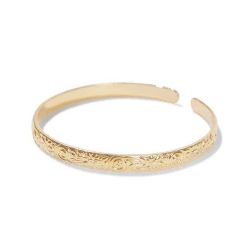 New Our Spare Change Skinny Floral Cuff Bracelet 18K Gold Plated